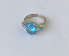 925 CNA Thailand, Sterling Blue Topaz/Aquamarine Ring, Size 6.25