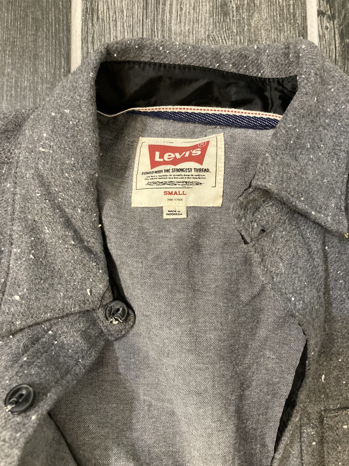 Levis Jacket Wool Blend Gray Heavy Button Front S… - image 4