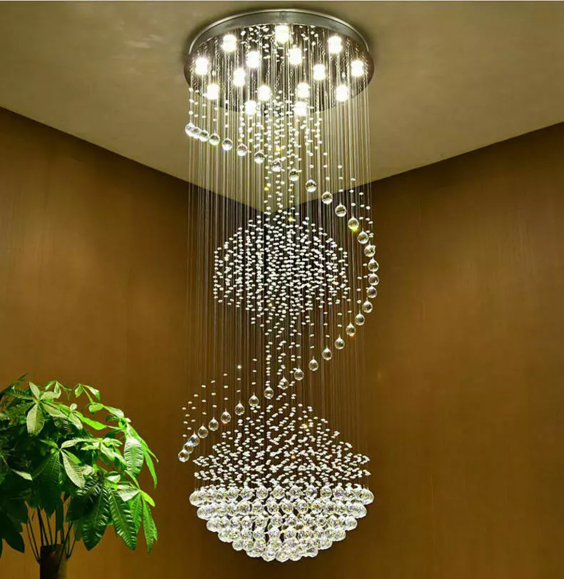 stairs chandelier lamp modern simple duplex villa living room crystal Lighting