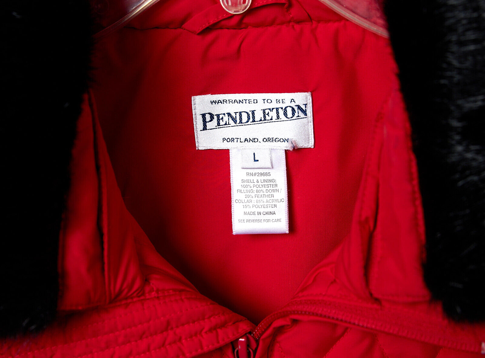 Pendleton RED Quilted Down Blend Zip Puffer Vest … - image 2