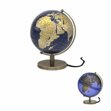 12" ( 30 cm ) Light Up Lamp Blue & Gold  World Globe Atlas Map