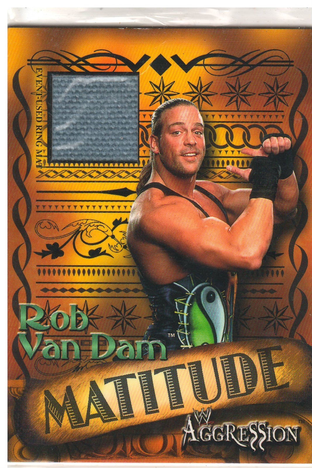 2003 Fleer WWE "Rob Van Dam" Matitude Card W/Event-Used Ring Mat (Mint) {4040}