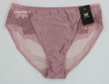 NWT Wacoal 841377 "Side Note" Satin w/ Lace Hi-Cut Bikini Brief Dusty Rose 693 