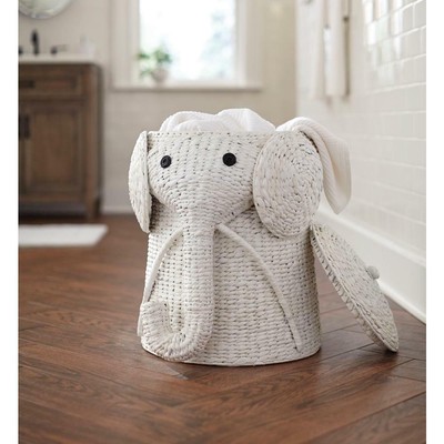 Elephant Laundry Basket White Wicker Woven Hamper Clothes Toy Bin Laundry Basket White Wicker Woven