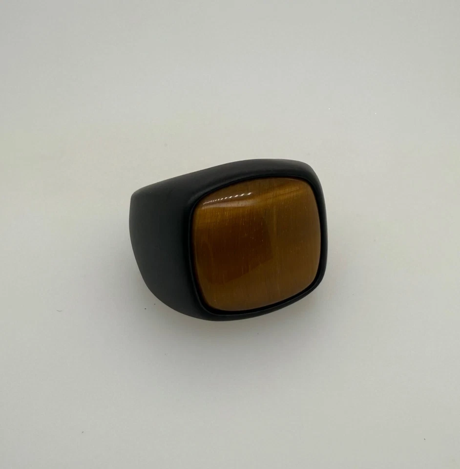 Anillo de sello ojo de tigre David Yurman titanio negro para hombre talla 11 Foto 2 de 4