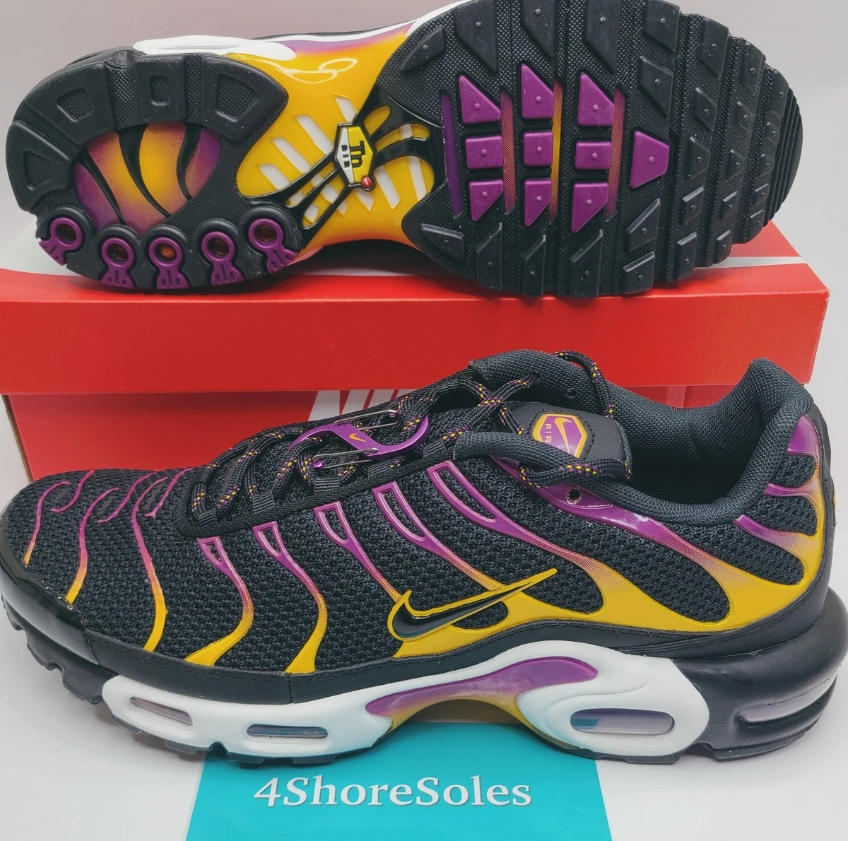 nike air max plus purple gold red