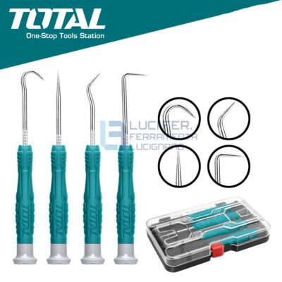 PRÄZISIONSHÄKELN MEHRZWECK SET 4-TEILIG GERADE UND GEBOGEN MIT TOTALKOFFER 