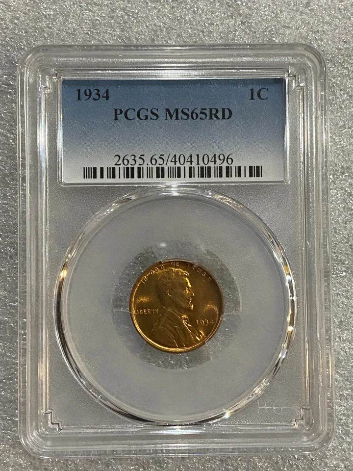 1934 Lincoln Wheat Cent  PCGS MS 65 RD  ~~ BLAZING LUSTER ~~ (496) - Image 2 of 3