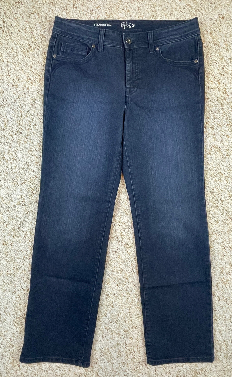 Style Co Women's Size Petite Mid Rise Straight Leg Denim Jeans