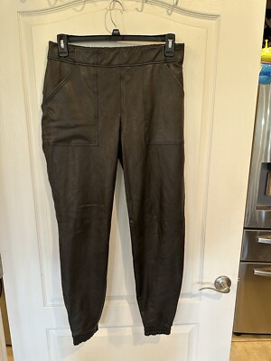 Spanx women's books leather-like joggers faux leather size XL