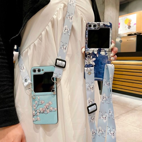 For Samsung Galaxy Z Flip 5/4/3 Luxury Carry Crossbody Shoulder Strap TPU Case - Picture 5 of 20
