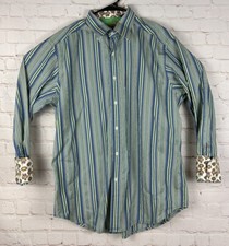 Robert Graham Flip Cuff Striped Long Sleeve Shirt Button Front Mens Size Large