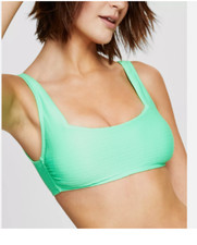 Salt  Cove Juniors' Mint Spark Variegated Ribbed Bralette Bikini Top, S az44 