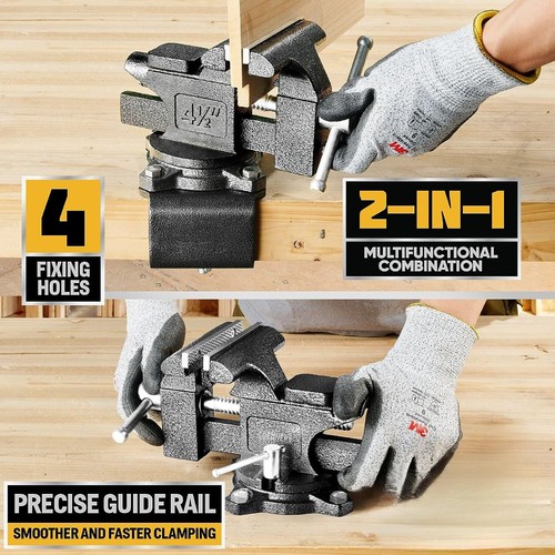 Updated 2in1 Bench Vise Or Table Vise 4.5 Inch Clamp Vice For Workbench Construc - Picture 3 of 7