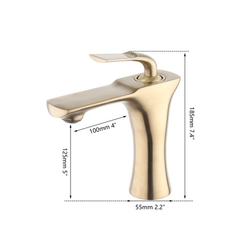 Grifo mezclador en cascada de oro cepillado para baño grifo fregadero de un solo orificio/palanca - Imagen 2 de 10