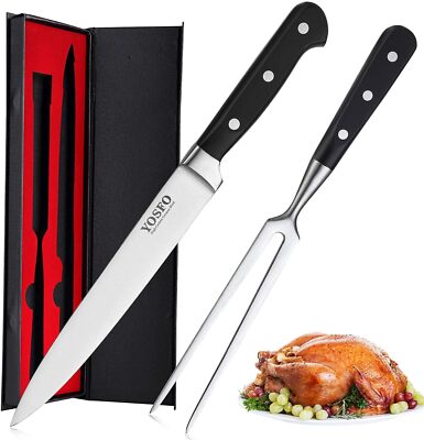 Carving Knife and Fork Set - 8 Inch Professional Meat Carving Knife Set 2 Piece 