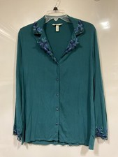 Soma Lightweight Long Sleeve Long Pants Collared Pajama Set. Women  s Size Small