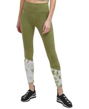 DKNY Sports Women's Tie-Dyed-Hem 7/8 YOGA high-rise Leggings Green Size M 60