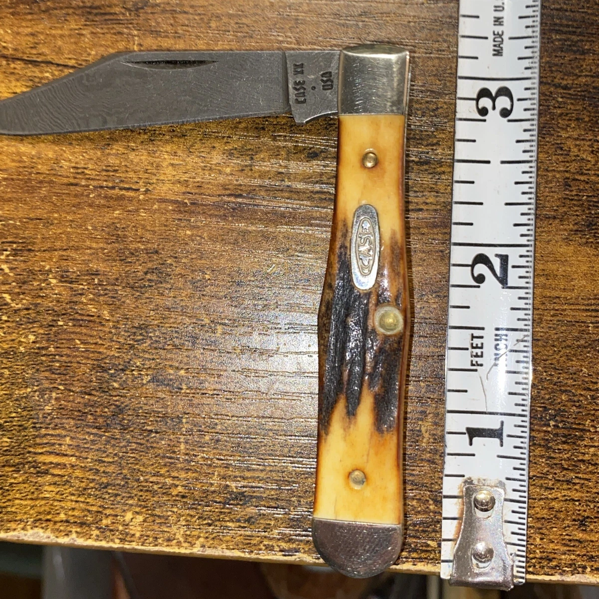 切手102007 Case XX USA 1 Dot 1989 Stag Damascus Single Blade Knife-5125 1/2