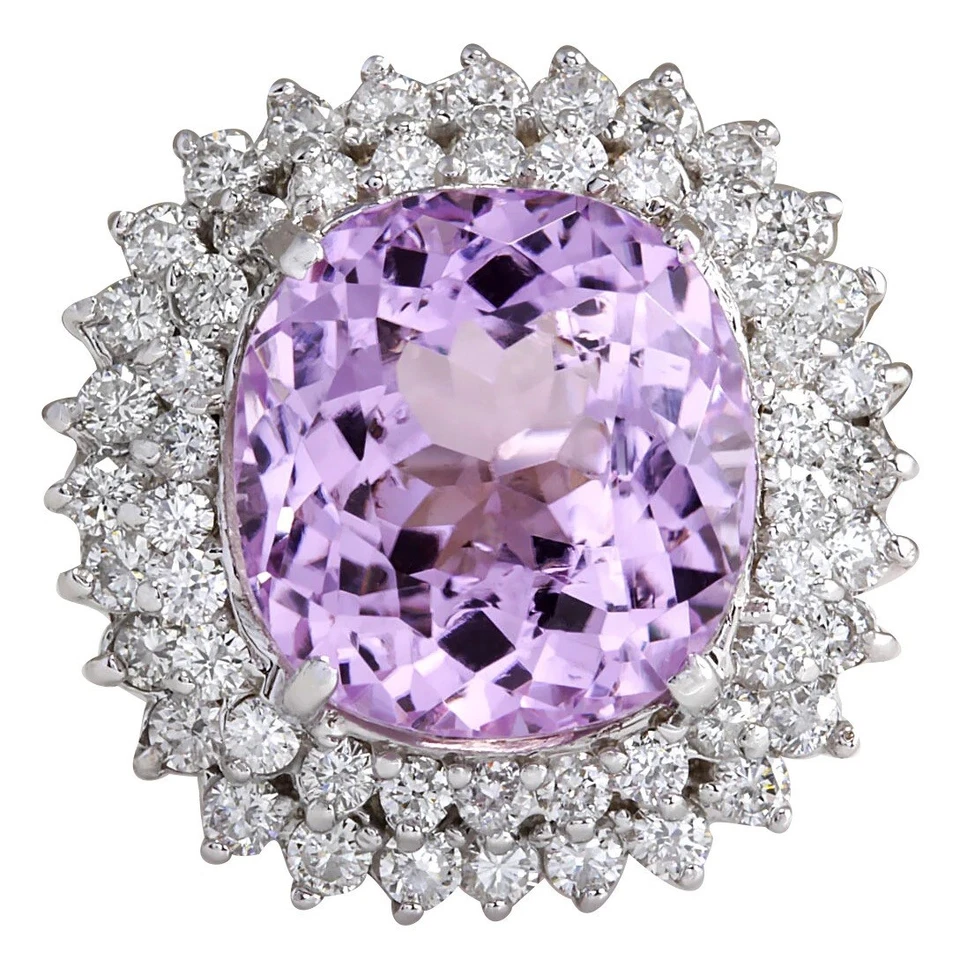 20.08 TCW Cushion Amethyst & Round Sapphire Double Halo Style Engagement Ring - Image 3 of 4