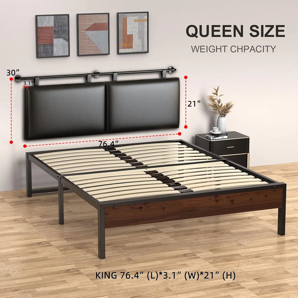 Cabeceira King Size Suporte de Parede Cabeceira, Couro Ecológico Apenas Cabeceira Preta Hangi - Imagem 2 de 4