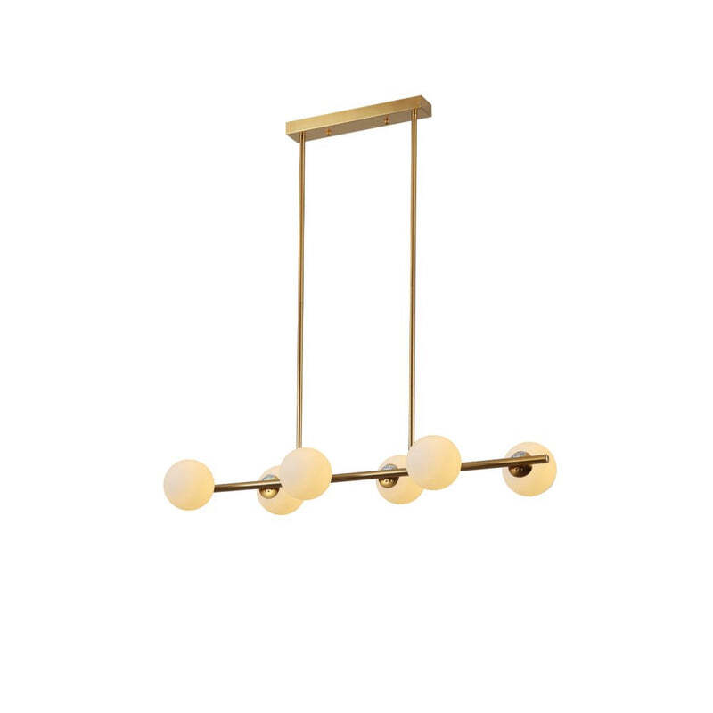 Gold Metal Body Opal Glass Globes Kitchen Island Chandelier Ceiling Light TEKLED