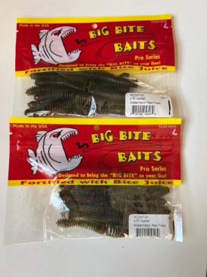 Big Bite Baits 4.75'' Coontail Pack of 7 Watermelon Red Flake 2 Packs Lot 17