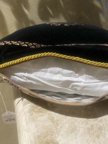 100% AUTHENTIC ROBERTO CAVALLI BLACK RC LOGO VELVET FABRIC / LEOPARD 16" PILLOW - Picture 8 of 12
