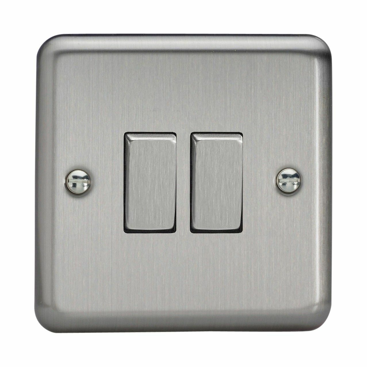Varilight XS77D Matt Chrome 2 Gang Intermediate Rocker Switch Metal Rockers