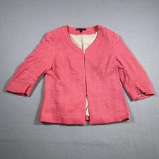Lafayette 148 Jacket Women 12 Tailored Fit Coral Pink Textured Quiet Luxury