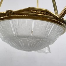 ART DECO Deckenlampe Lüster P. Maynadier Hängelampe Bronze, 1930er