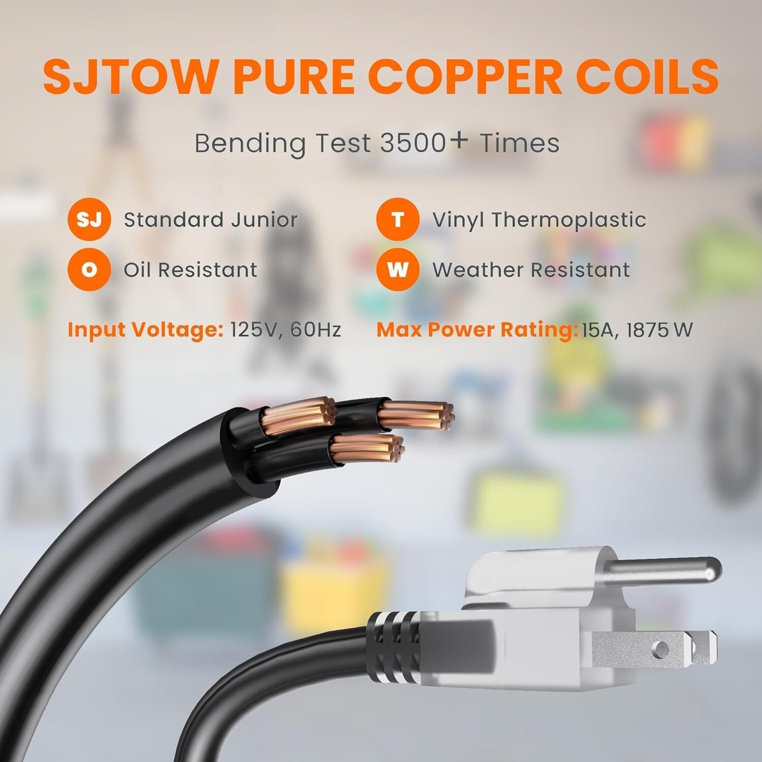 Giraffe Tools Retractable Power Cord Reel, 50ft Extension Cord Reel 12AWG/3C SJT
