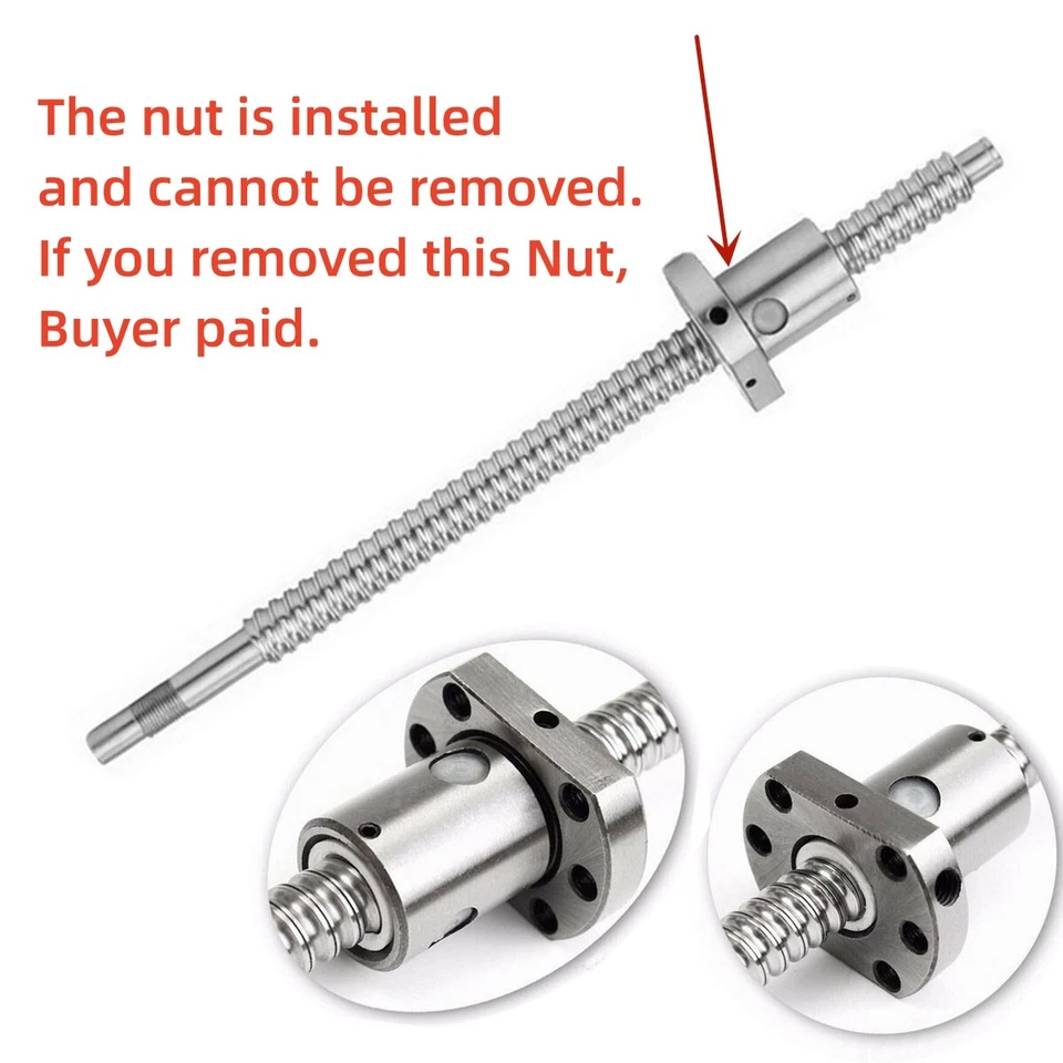 Ball Screw Set SFU1605-250mm~1500mm CNC& Ballnut Housing & BK/BF12 & Coupler DIY - Image 4 of 4