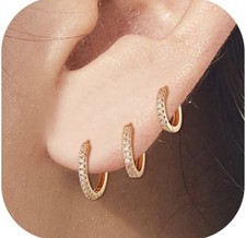 Gold Earrings Set for Women Small Huggie 14k Gold Plated Hoop Earrings -Set Of 6