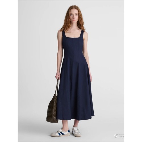 Madewell The Rylee Midi Dress in Classic Navy Blue Size 8 NWT