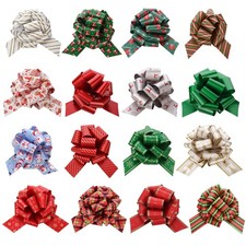 16 PCS Christmas Bows For Gift Wrapping 5 Inch Pull Ribbon Baskets Decor