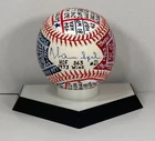 Warren Spahn Signed ONL Baseball, VCBC SuperStats, Hand Painted, JSA, HOF Braves