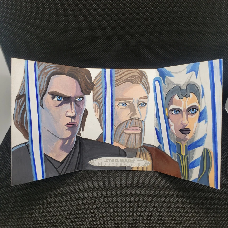 Star Wars Masterwork Triptych of Anakin, Obi-Wan, & Ahsoka By Benjamin Lombart - Image 3 of 4