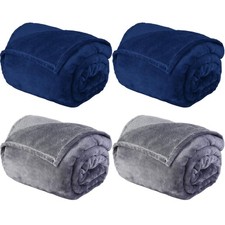 Peryiter 4 Pcs Fleece Throw Blanket Bulk Sofa Blanket Fuzzy Plush Warm Soft a...