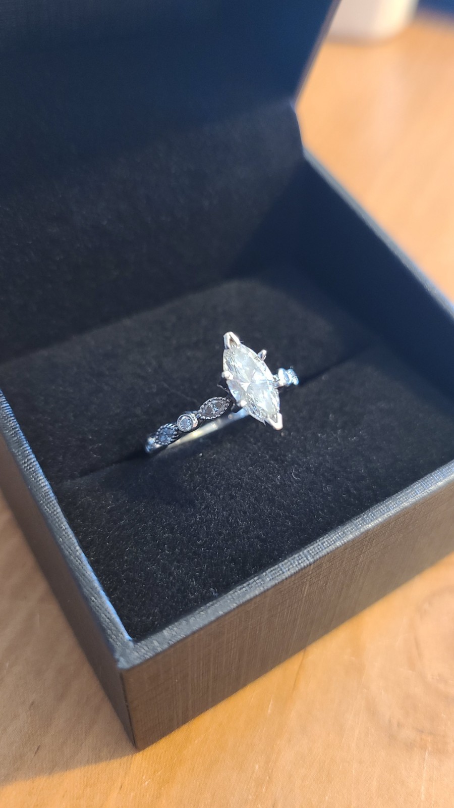 Engagement Ring - 10K White Gold Marquise Diamond - Originally $6,000 - Size 6-image