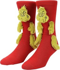 The Grinch 3D Plush Head Hands and Feet Novelty Plush Crew Socks