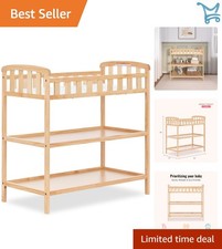 Changing Table Natural Pine Wood Portable with 1in Pad Shelving Nursery