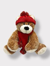 Vintage Dan Dee Collector's Choice Teddy Bear Plush with Red Knit Hat Scarf