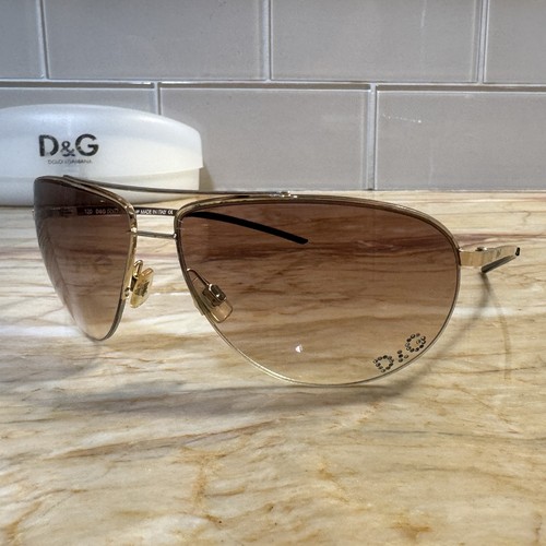 Occhiali da sole aviatore D&G Dolce & Gabbana 2166 772 oro rosa 64 mm Italia con custodia - Foto 3 di 19