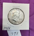 1956 Franklin Half Dollar XF+.  90% Silver Lot #793￼