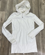 Lululemon Women's Stride II Hooded Jacket White Ribbed Trim Size 6