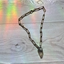 Brass Chain Necklace w/ Quartz Crystal 