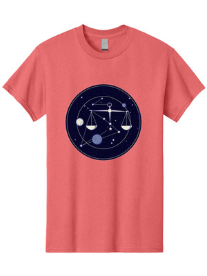 Libra-Zodiac-Sign Mens Graphic Tee, 100% Cotton, Casual Summer Wear