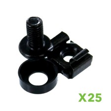 25 Pack Lot - M6 Rack Mount Cage Nuts Screws w/Washers - Square Clips Server