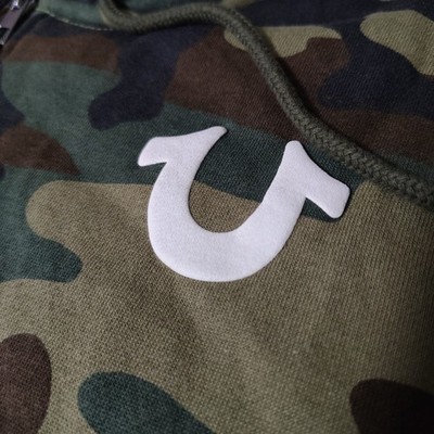 True Religion Camo Sherpa Lined Men's Size Small Buddha Graphic